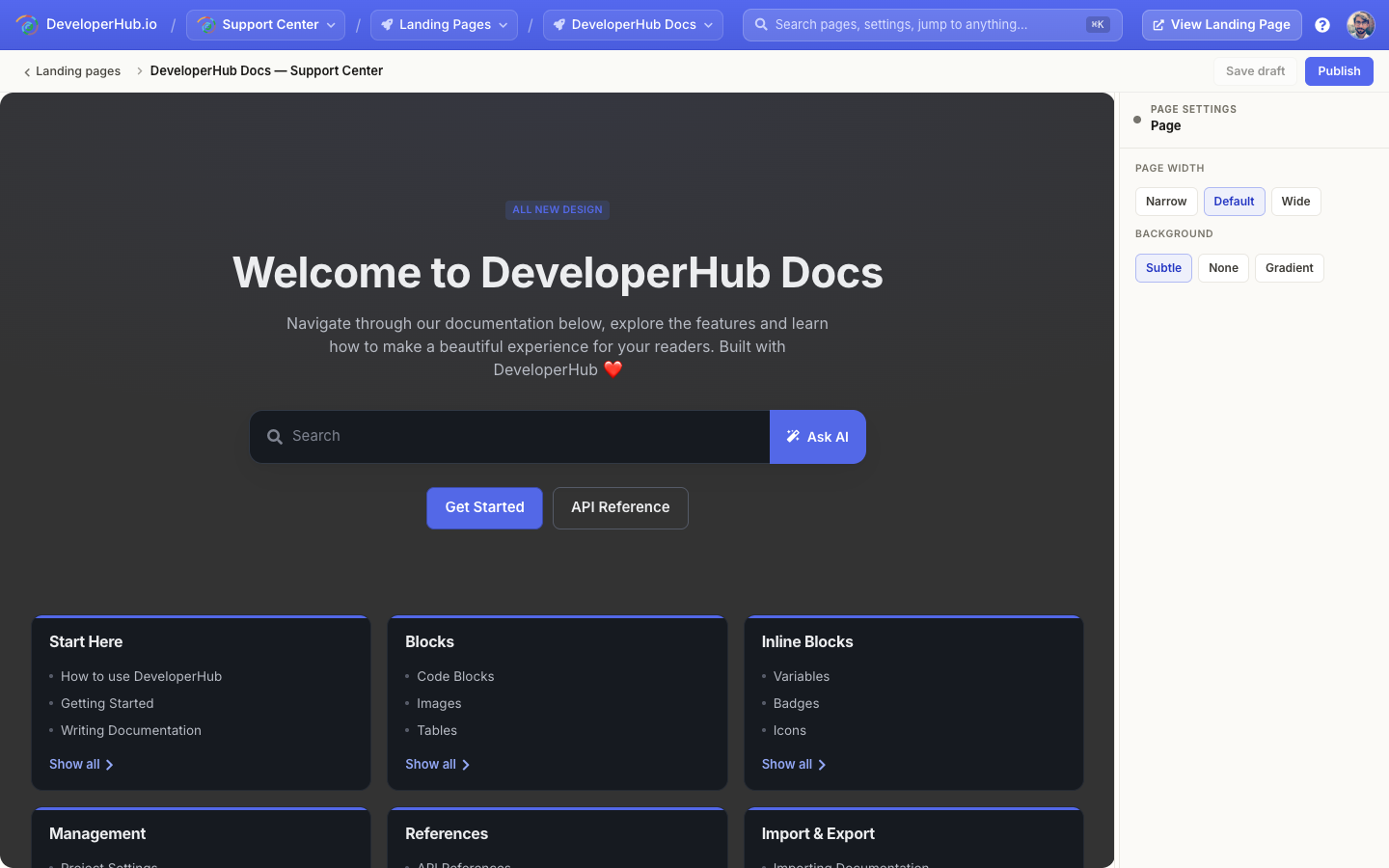 The landing page designer