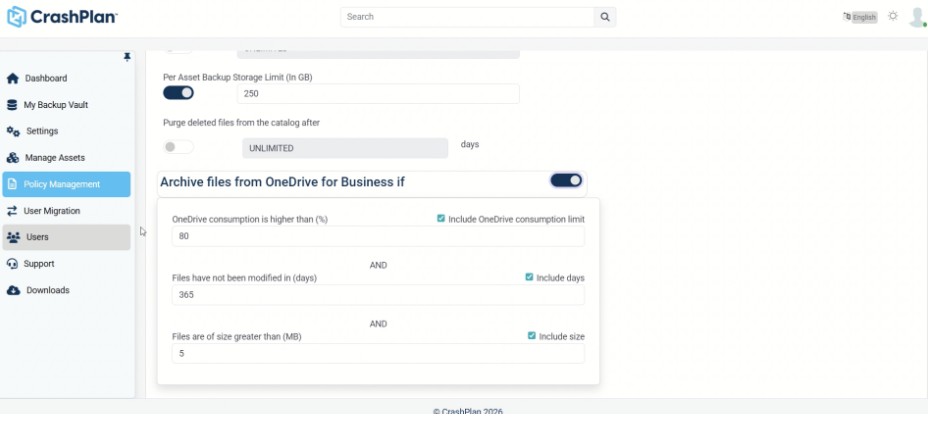 Configuration - Capacity Savings for OneDrive