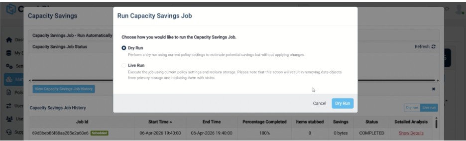 Run Capacity Savings - OneDrive
