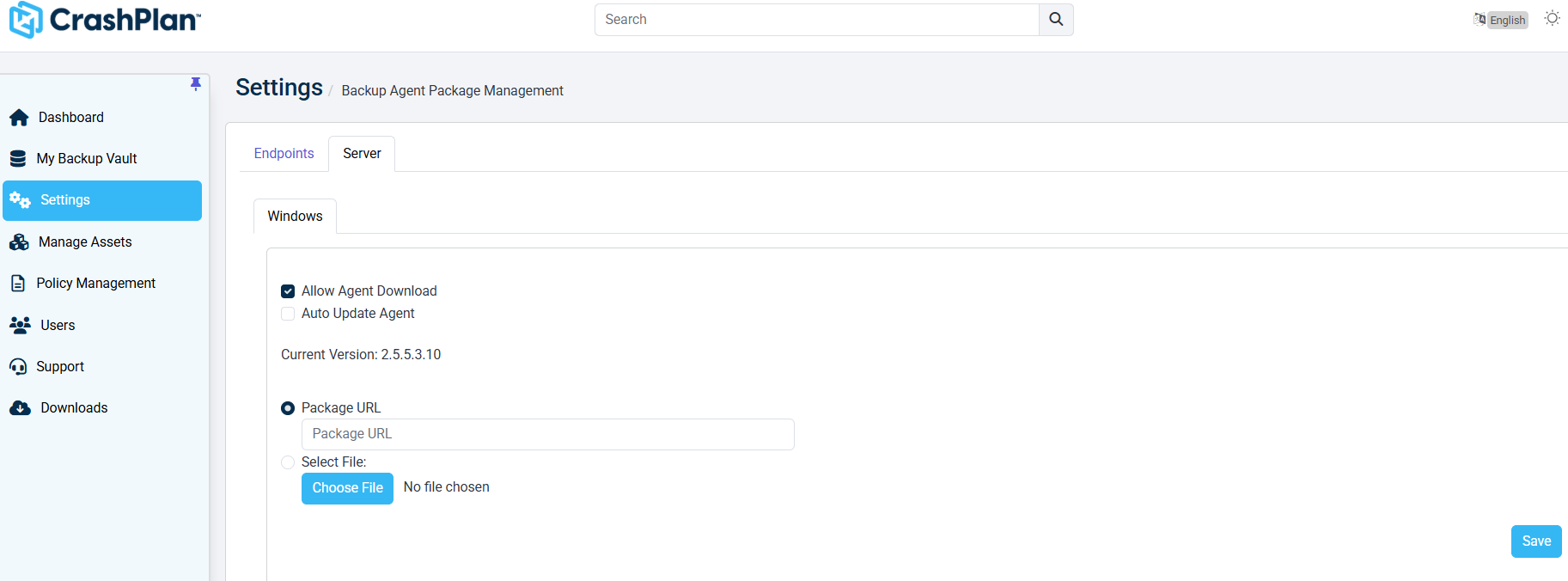 Backup Agent Package Management