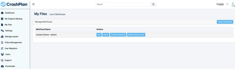 MiniClouds Management Page