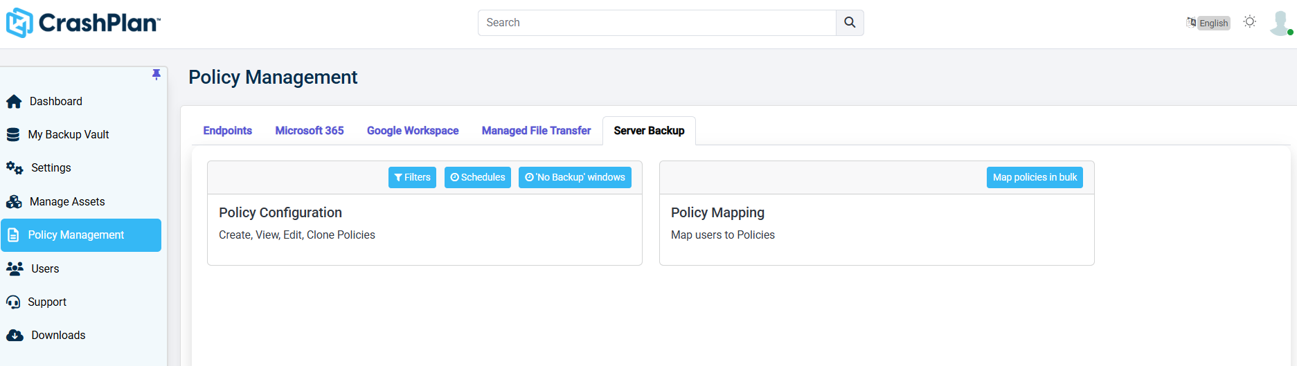 Policy Management - Server Backup