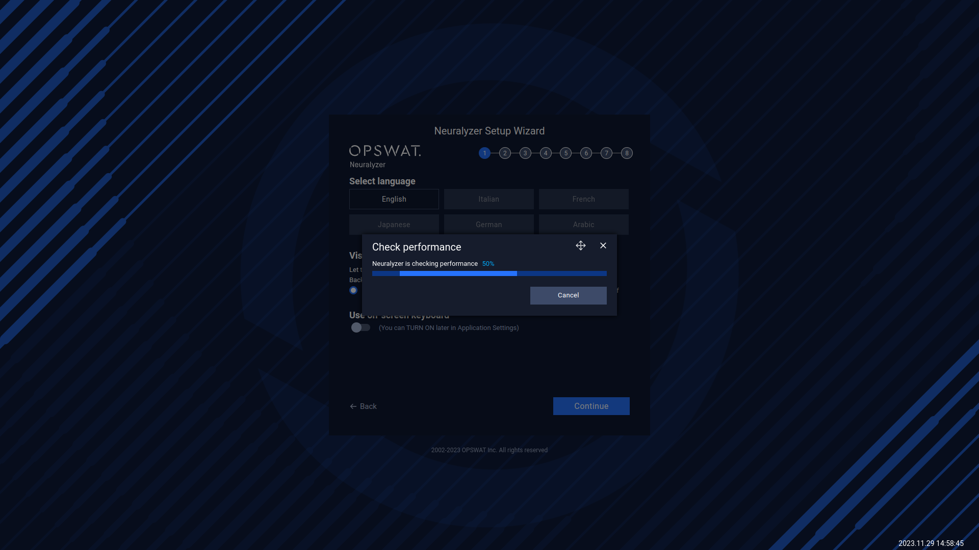 Neuralyzer can measure approximately the machine’s hardware to recommend suitable visual effects settings. In order to use it, you can click on “Check performance”, then Neuralyzer runs the test and measures the system performance.
