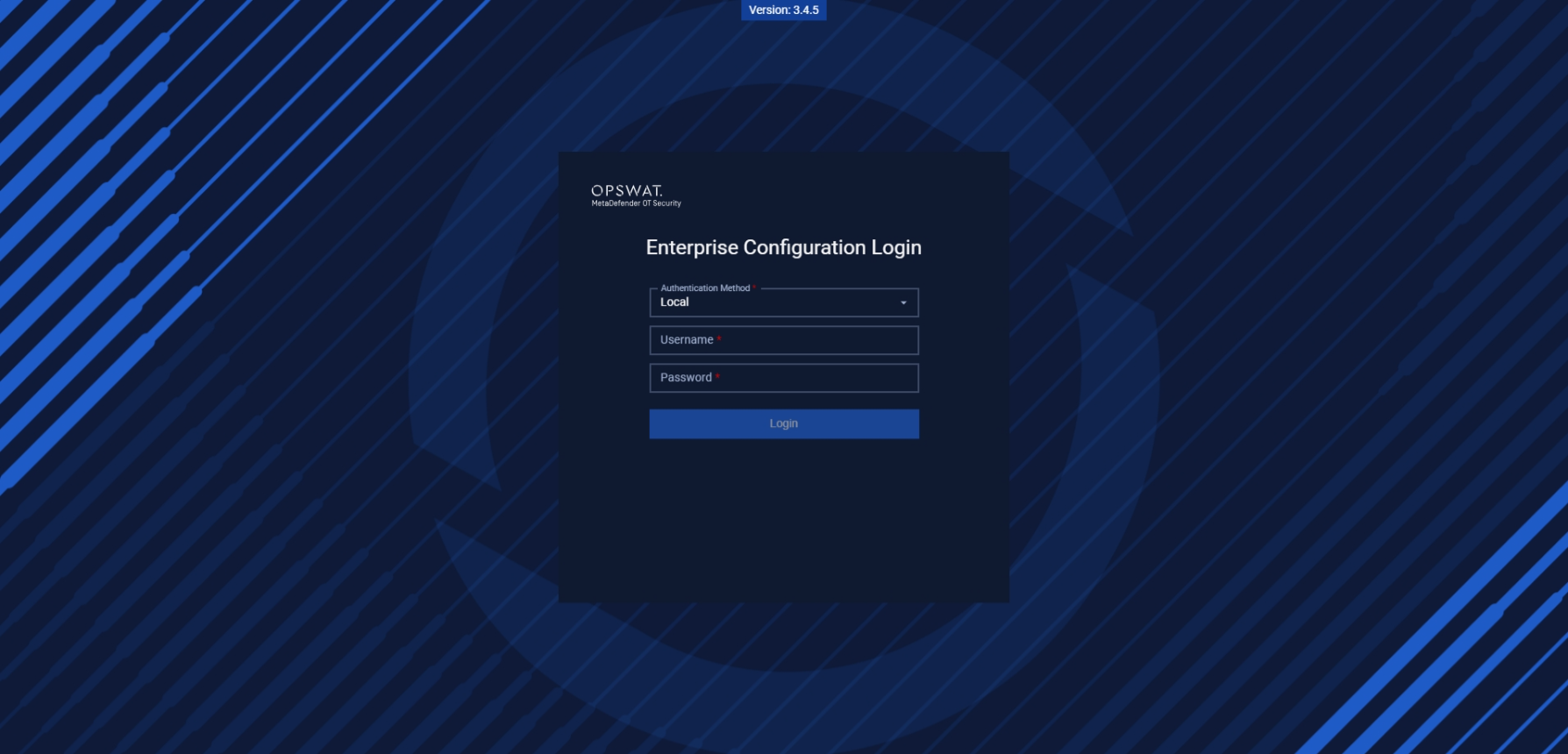 Log in with the default credentials