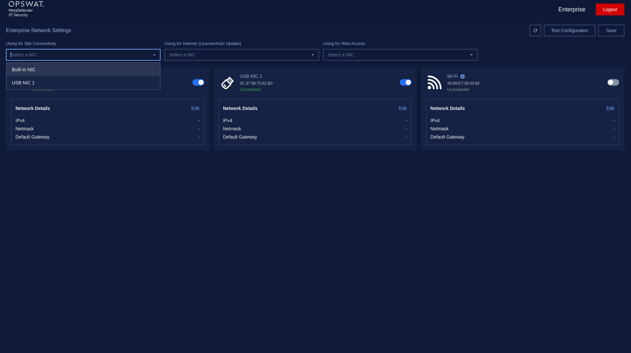 Select NIC using for Site Connectivity