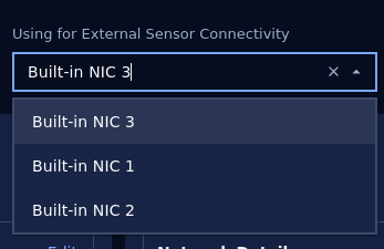 Select NIC using for Sensor Connectivity