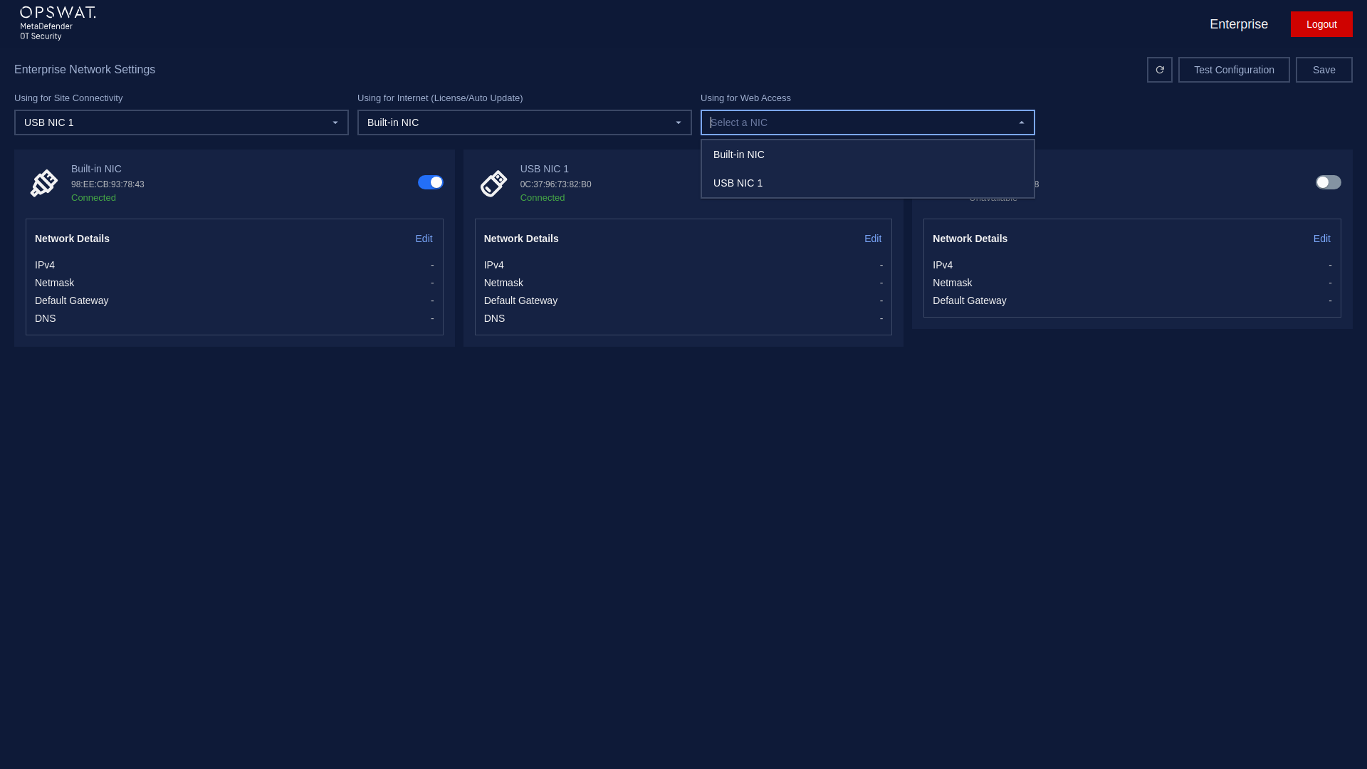 Select NIC using for Web Access