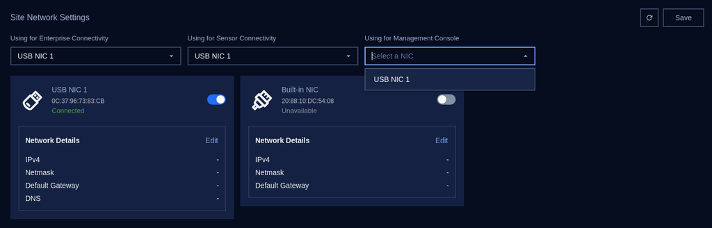 Select NIC using for Management Console