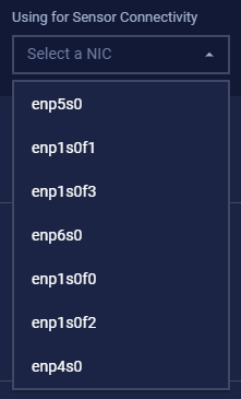 Select NIC for Sensor Connectivity
