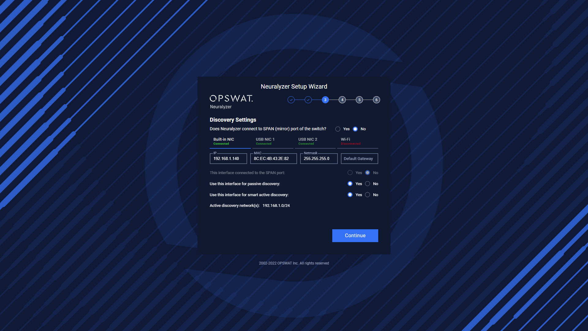 Setting Built-in NIC for active & passive scanning.