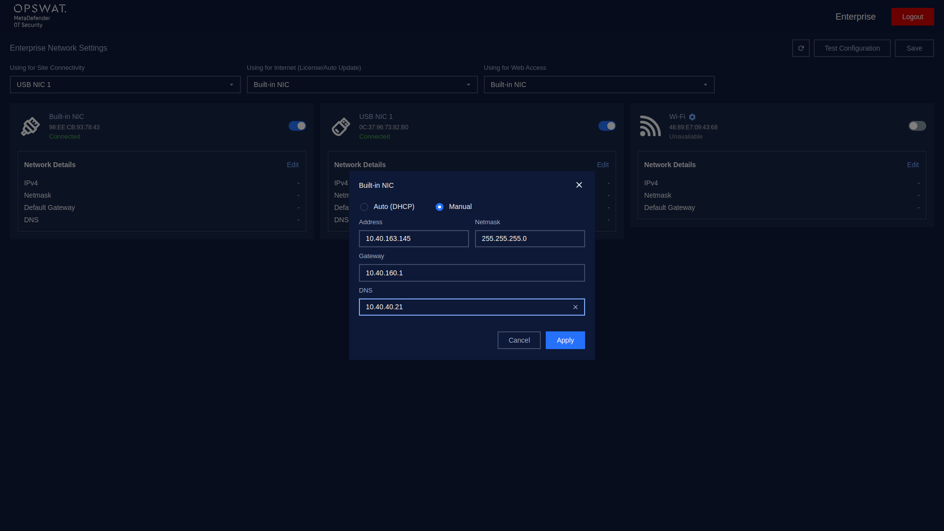 Config Manual for NIC