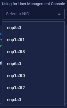 Select NIC for User Management Console