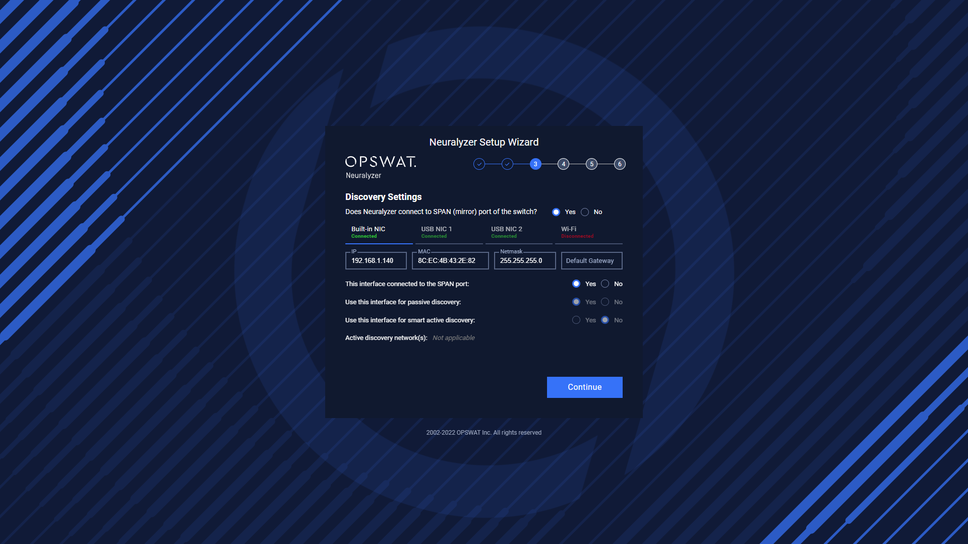 Setting Built-in NIC for passive scanning.
