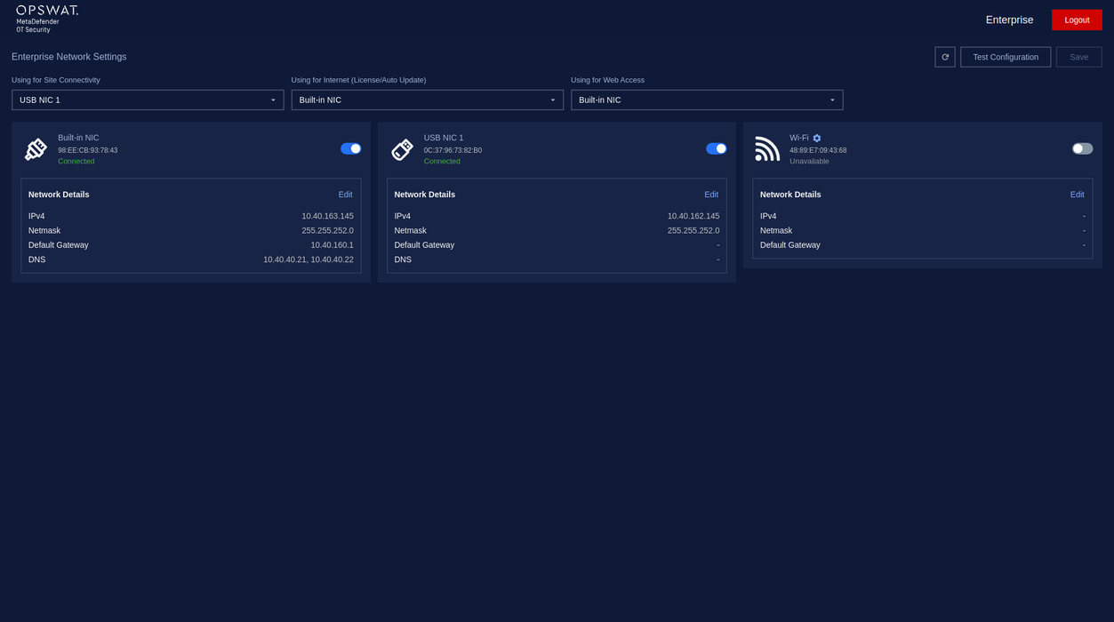 Overview Network Settings for Enterprise