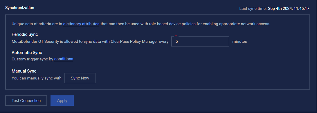 Reviewing ‘Last sync time’ to ClearPass Policy Manager