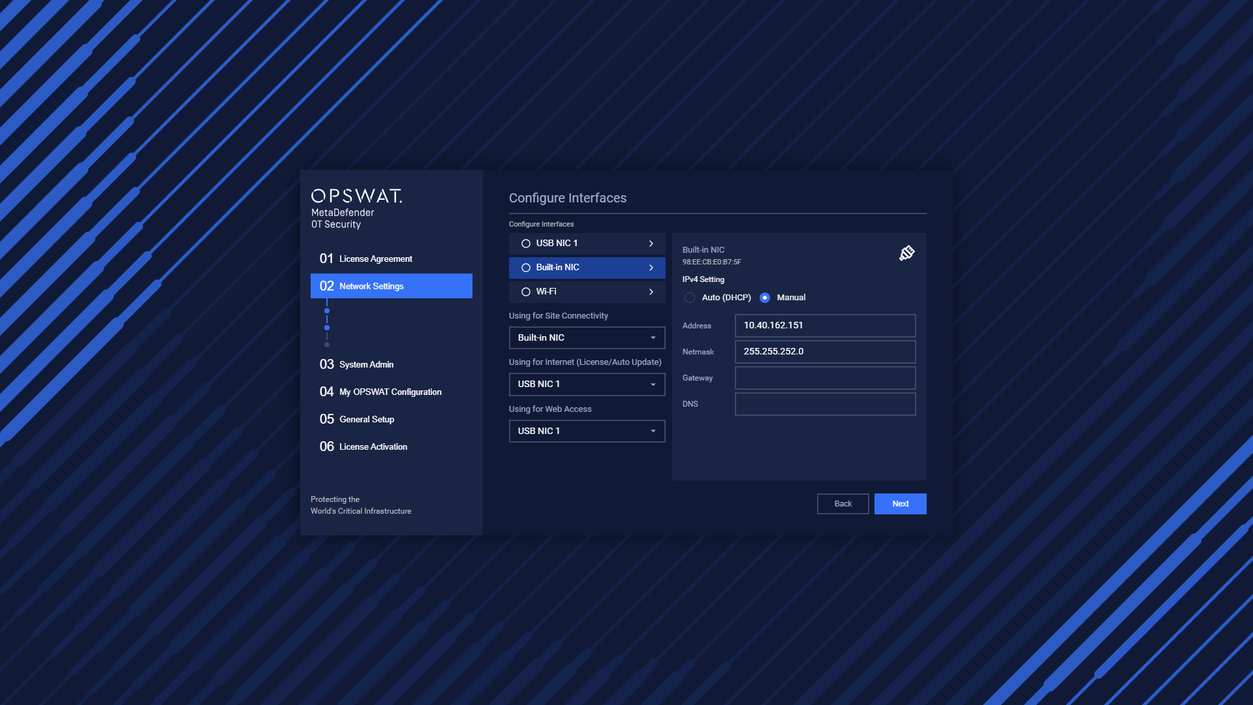 Configure interfaces and Select NIC for Internet & Web Access