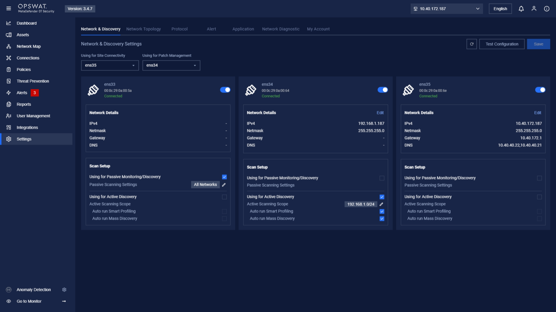 Ensure that the **selected NIC** for Patch Management is properly configured
