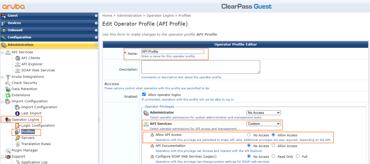 Operator Profile - Access restrictions 1