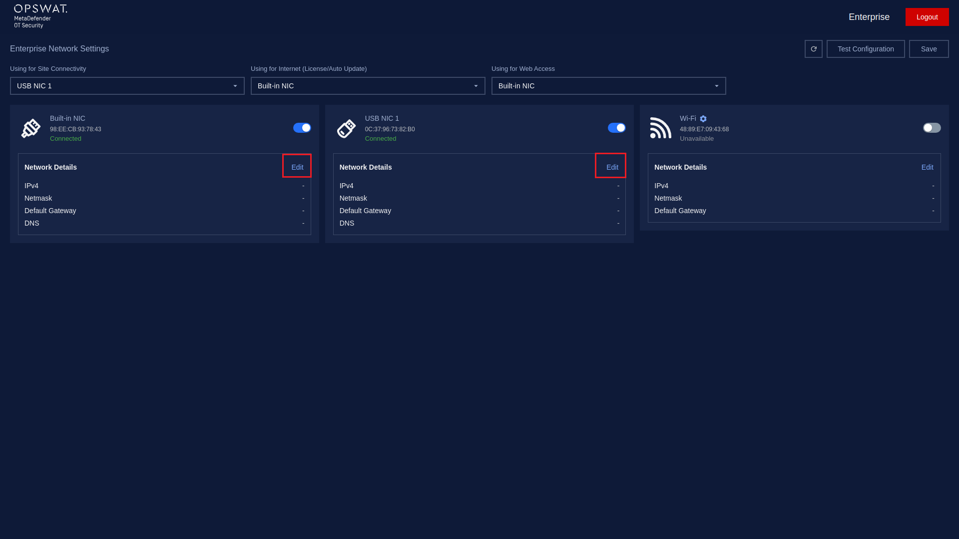 Click on the “**Edit**” button to access the configuration options.