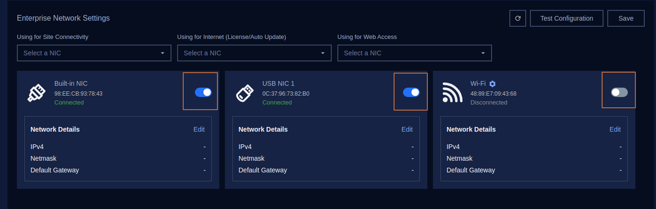 Enable/Disable Network Interface