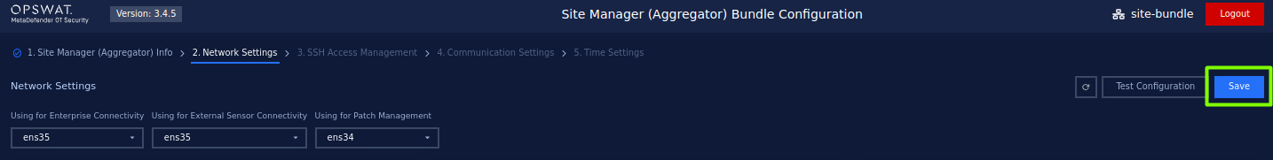 Click on the **Save** button to save the configuration