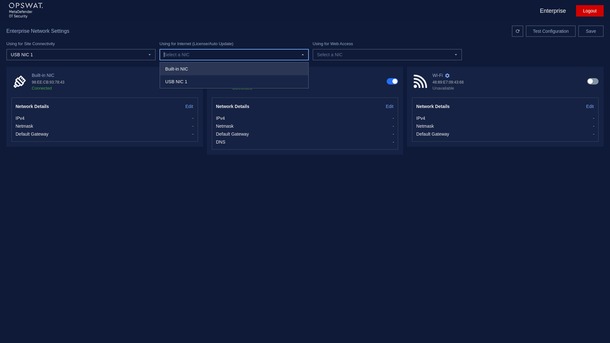 Select NIC using for Internet (License/Auto-Update)