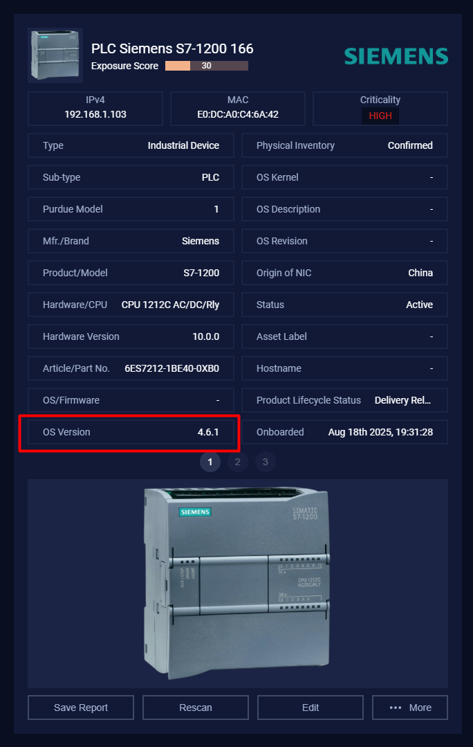Make sure that the OS Version field in Asset Details is updated