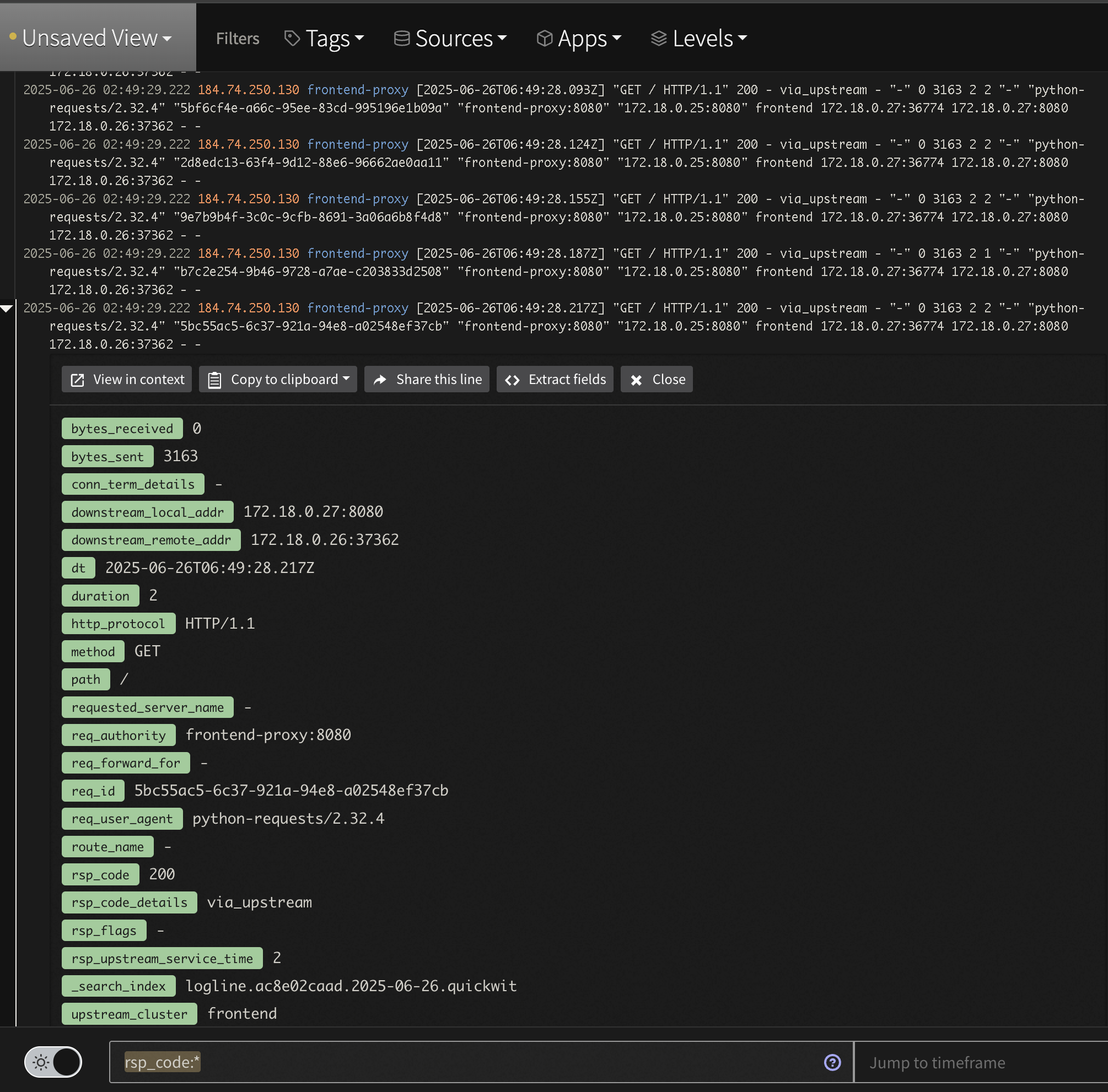 Log Analysis Custom Apache Log View
