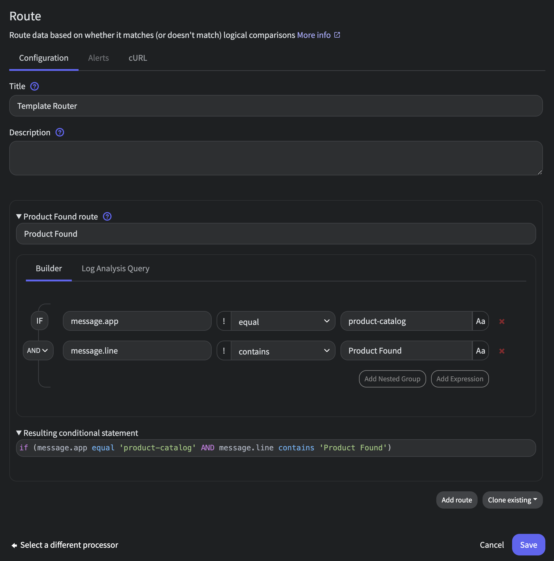 Template Router Config