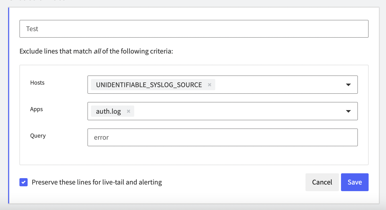 Create exclusion rules using Hosts, Apps and Query. Use one or all exclusion rules.