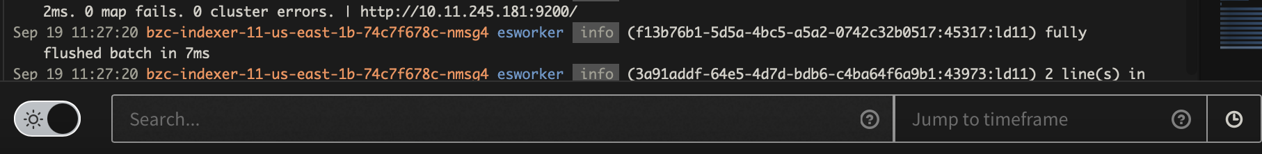 Log viewer search bar