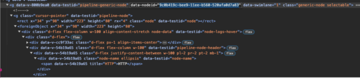 The `data-nodeid`for the component highlighted in blue