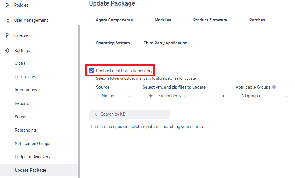 Enable local patch repository