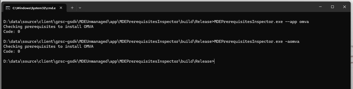Sample to check if machine can install OMVA