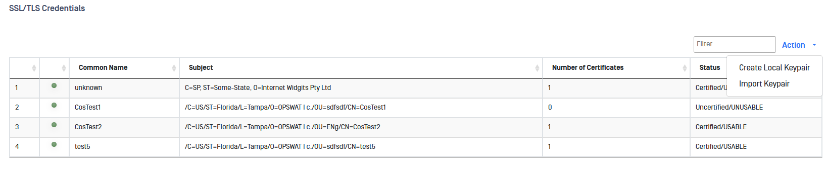 Create/Import SSL/TLS Credentials
