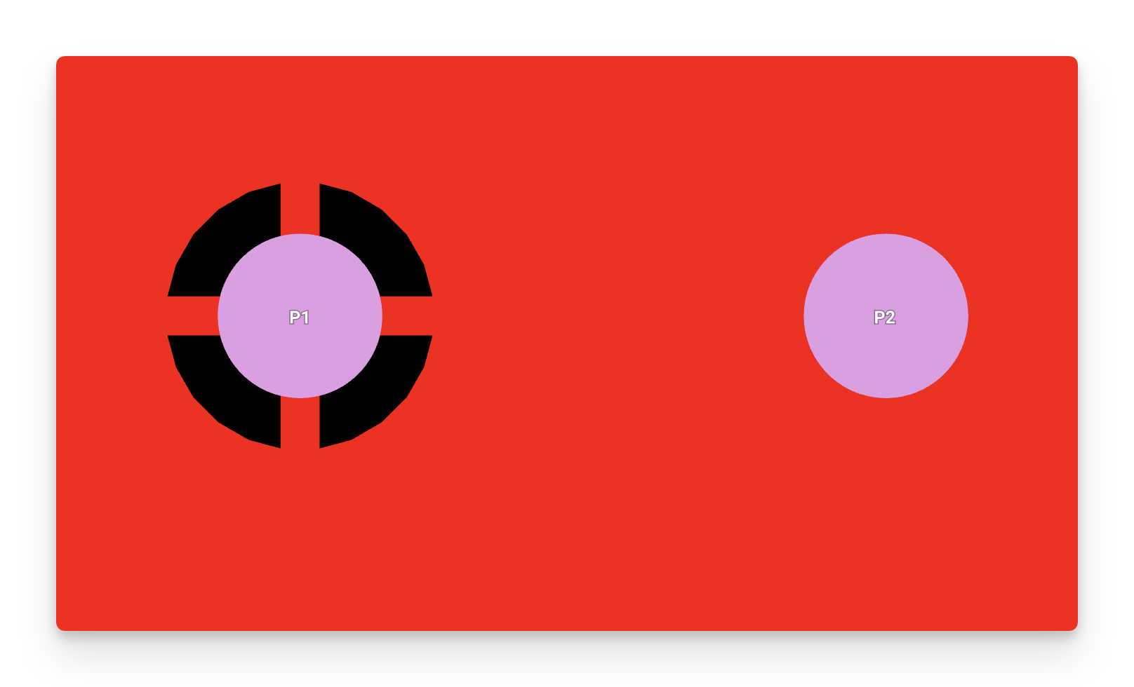 P1 (left) has "Relief connect" configured, while P2 (right) has "Direct Connect"