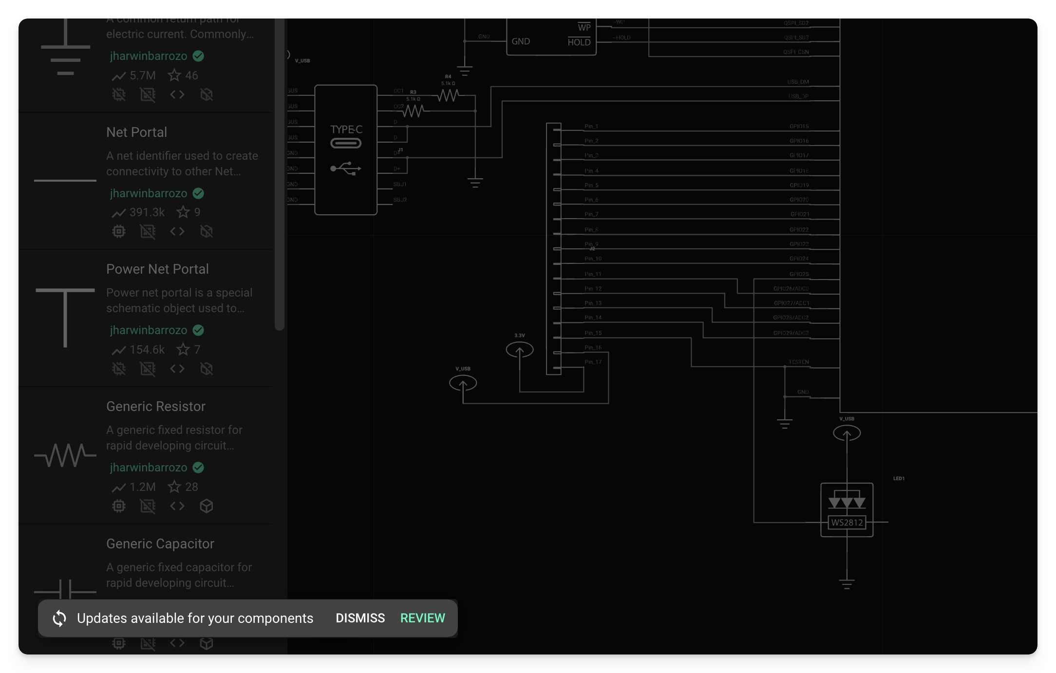 When you open a project, you may see a message box that flags an update is available for one of your components.