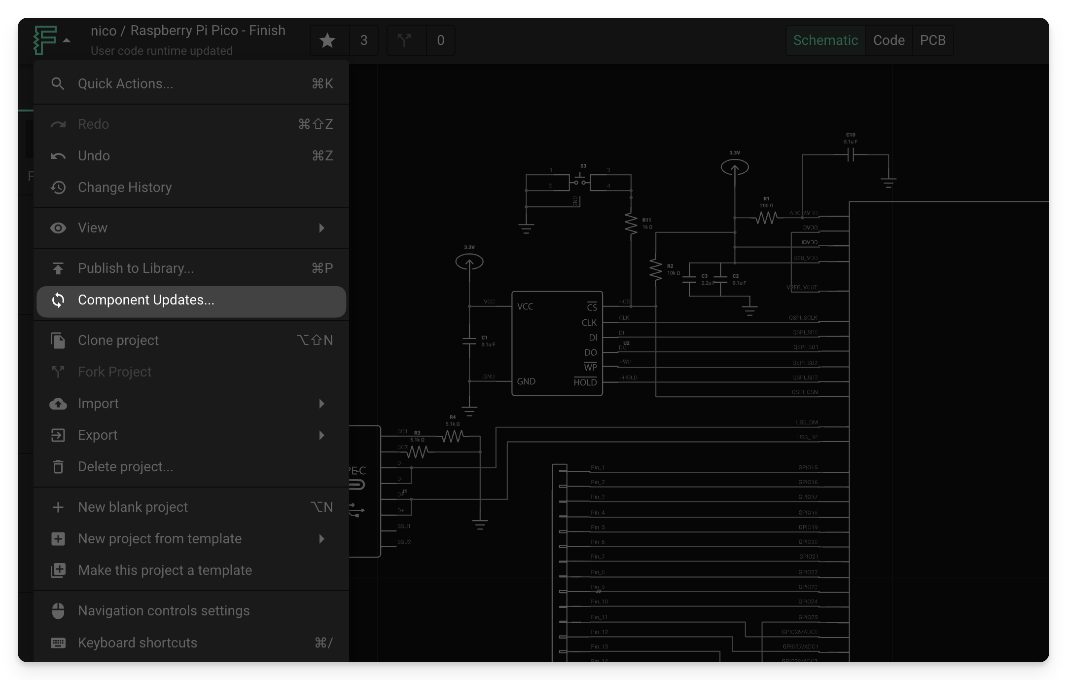 The list of Component Updates can be accessed from the main menu.