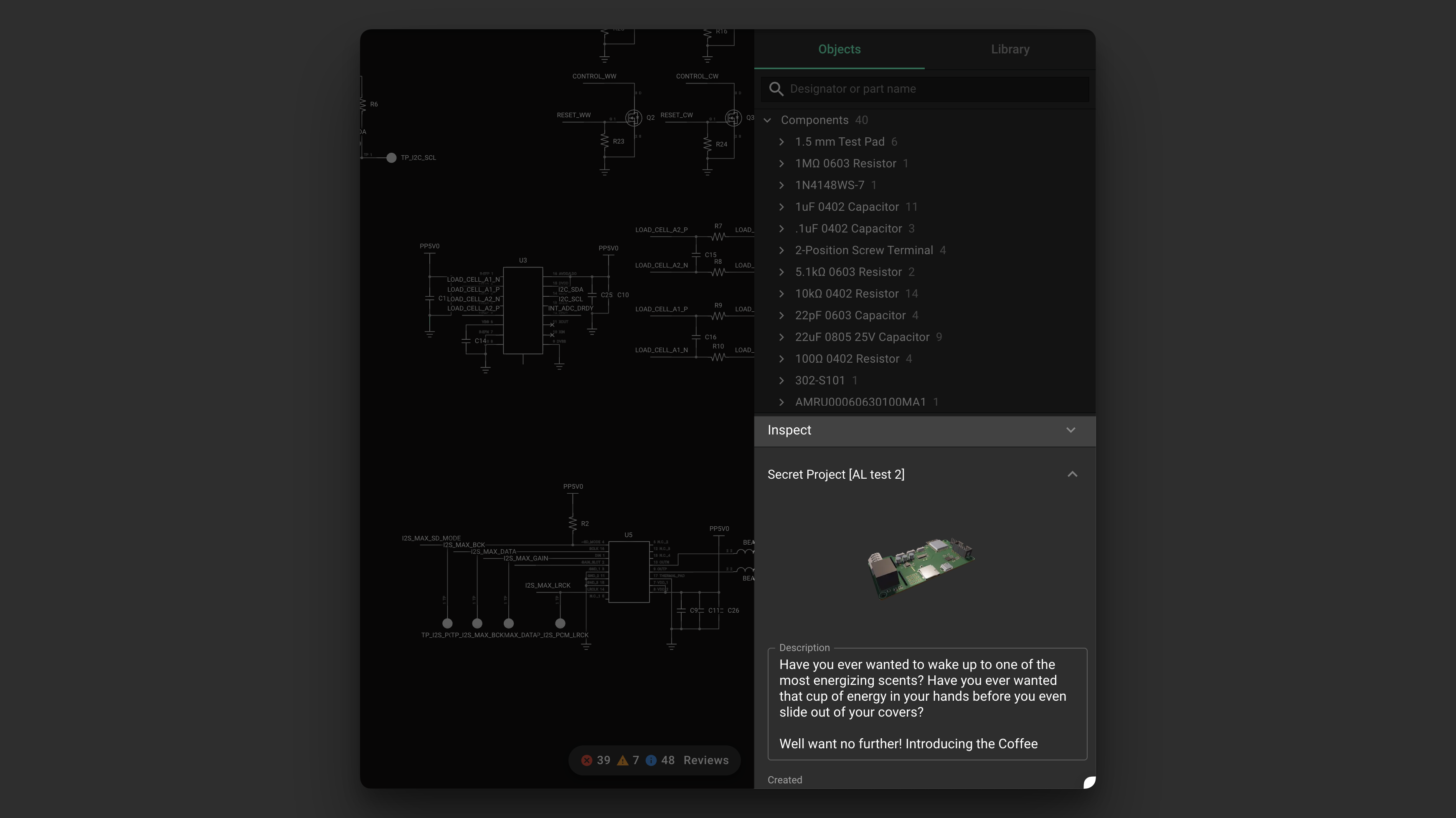 The inspector is located in the Inspect tab in the right drawer.