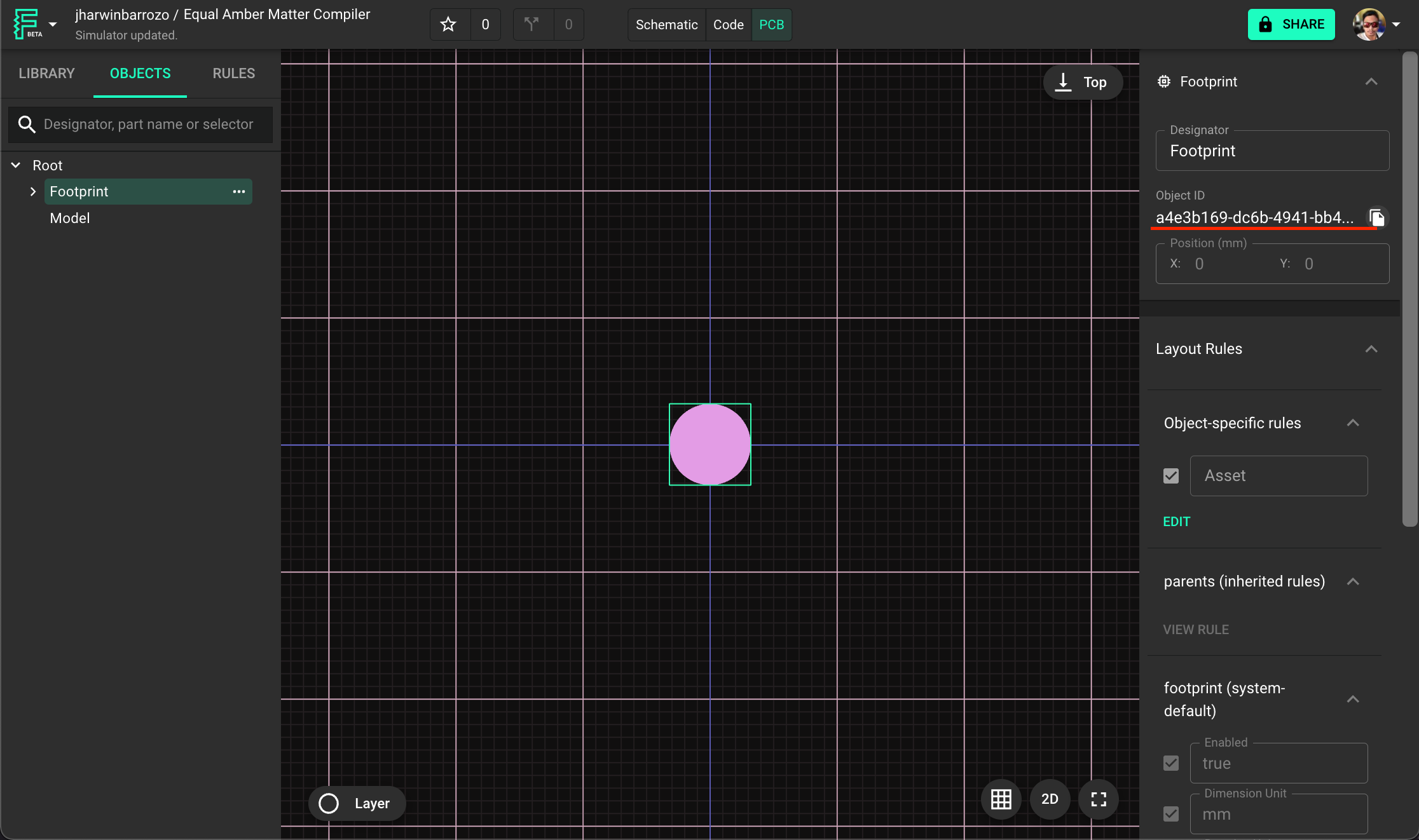 Object ID of Footprint node