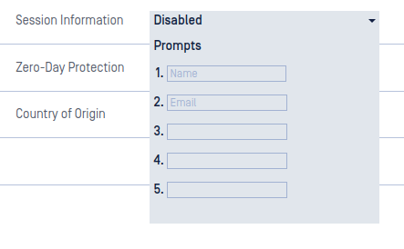 Session Information prompts