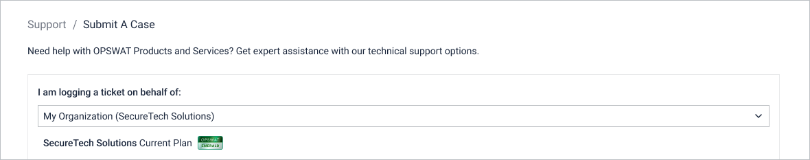 _Support level badge for the selected organization_