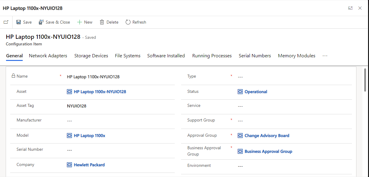 Automatic Creation of the Configuration Item after the Asset record