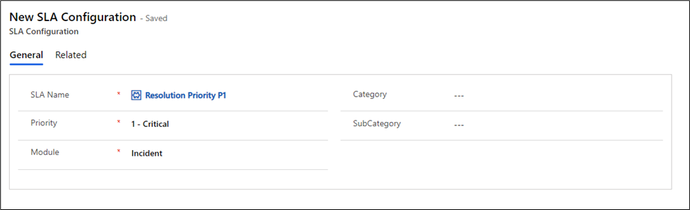 SLA Configuration Section