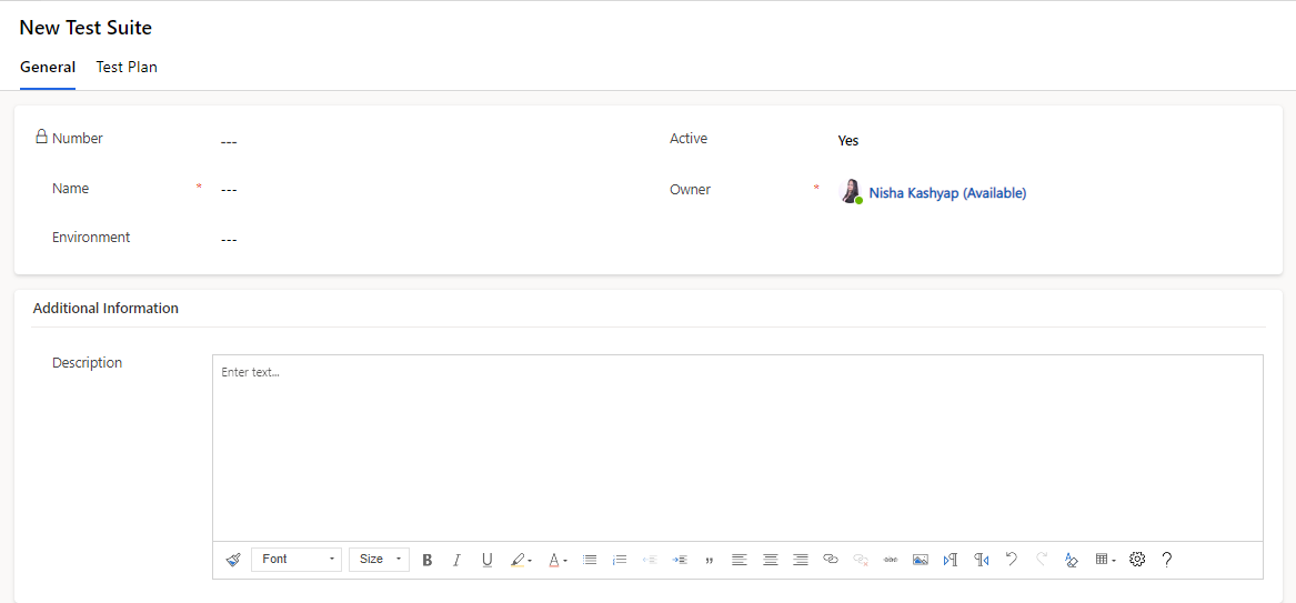 Test Suite Form