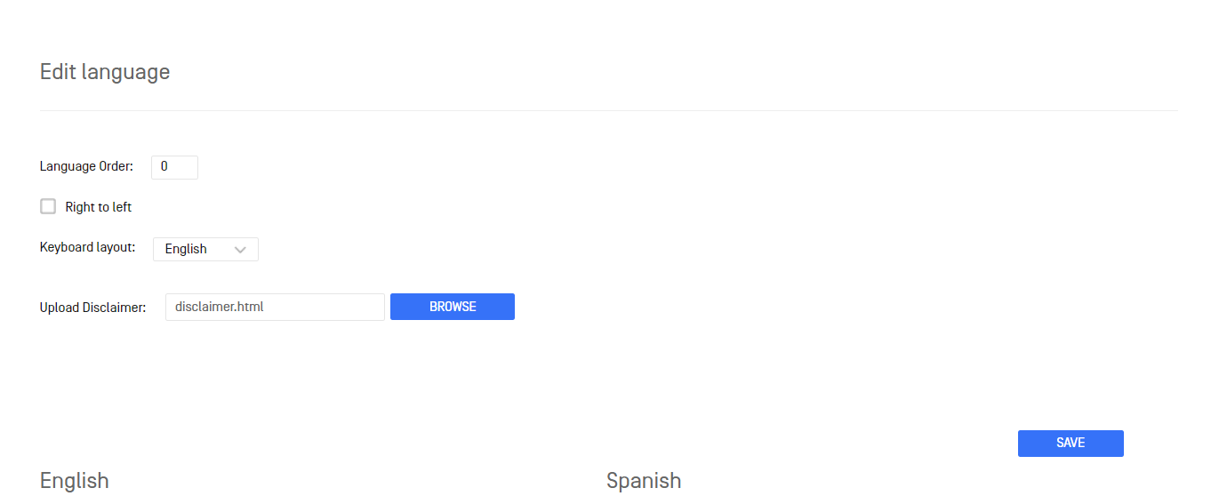Image: Adding new language on Kiosk configuration page