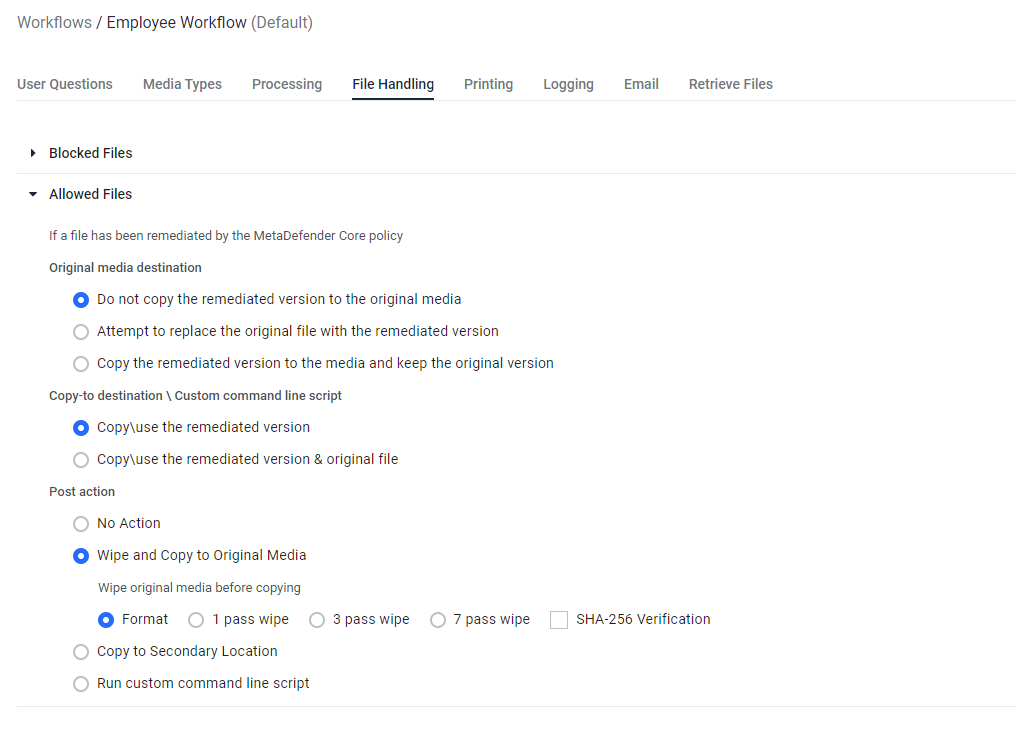 _"File Handling for Allowed files" on Kiosk configuration page_