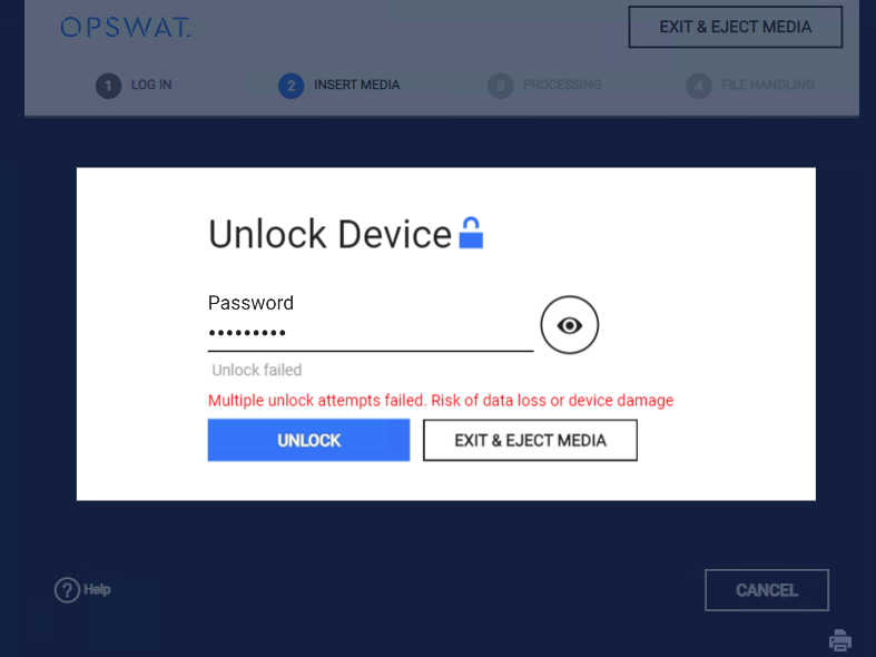 Image: After input wrong password many times, the warning text will be appeared on Kiosk UI to prevent user damage the device