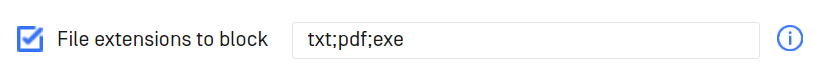 Image: "Blocking file extensions" option on Kiosk Configuration