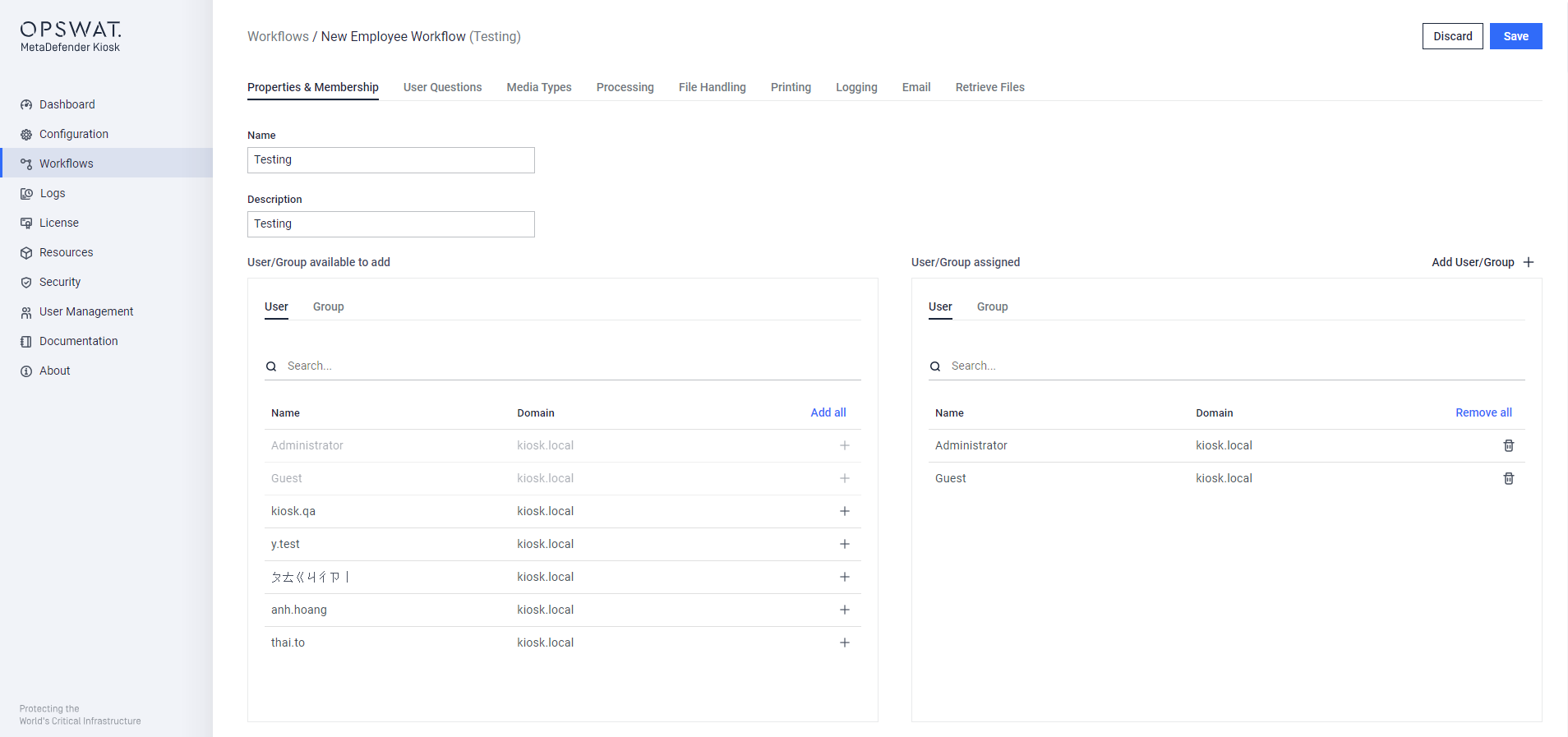 _Properties & Membership configuration for user page_
